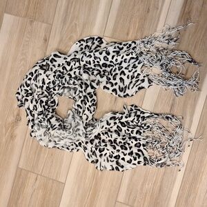 Cheetah Print Scarf with Fringe